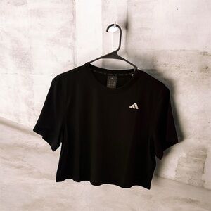 Adidas Shirt Womens S Black Training Cropped Tee Top Athletic Workout